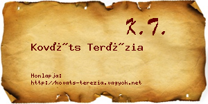 Kováts Terézia névjegykártya